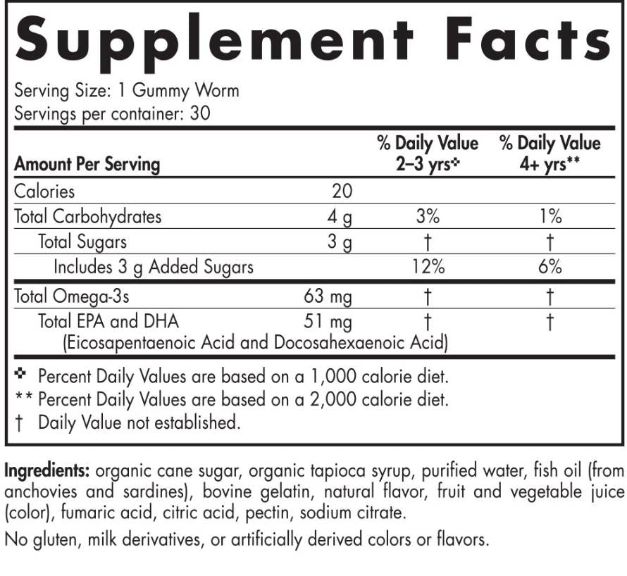 Omega -3 Nordic Omega -3 Gummy Worms 63 mg - 30 Capsule gel masticabili