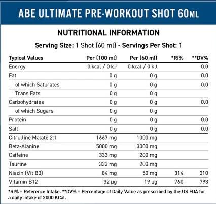 Abe Shot | Tutto nero tutto pre -allenamento - 60 ml