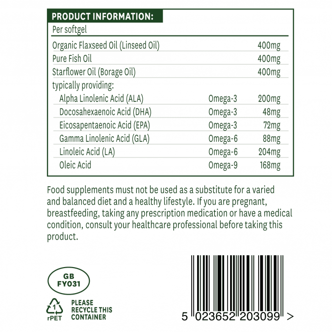 Omega 3-6-9 (EFA completi Omega 3, 6 + 9) 1200mg 90 capsule molli NaturesAid