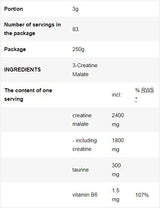 3 Creatina Malato | Polvere di tri-creatina malato - 250 grammi