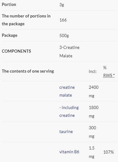 3 Creatina Malato | Polvere di tri-creatina malato - 500 grammi