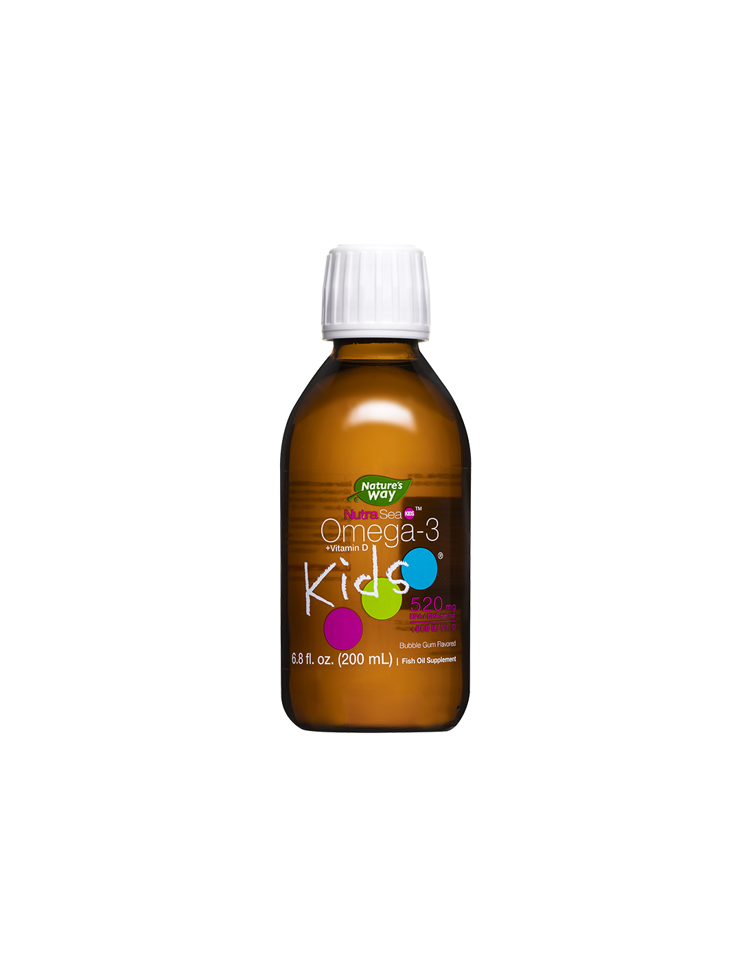 Omega-3 + vitamina D3 per bambini - NutraSea Kids - Formula liquida altamente digeribile, 200 ml, al gusto di gomma