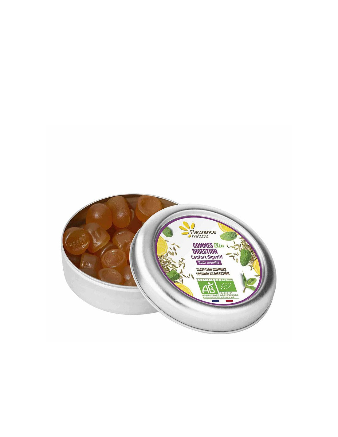 Menta piperita & Oli di limone & Estratto di finocchio - Digestione - Supporto per il tratto gastrointestinale, Compresse gelatinose, 30 g Fleurance Nature