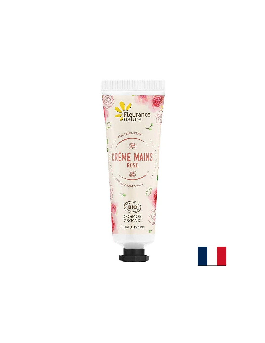 Crema per le mani con acqua floreale di rosa damascena, burro di karitè e aloe vera, 30 ml Fleurance Nature