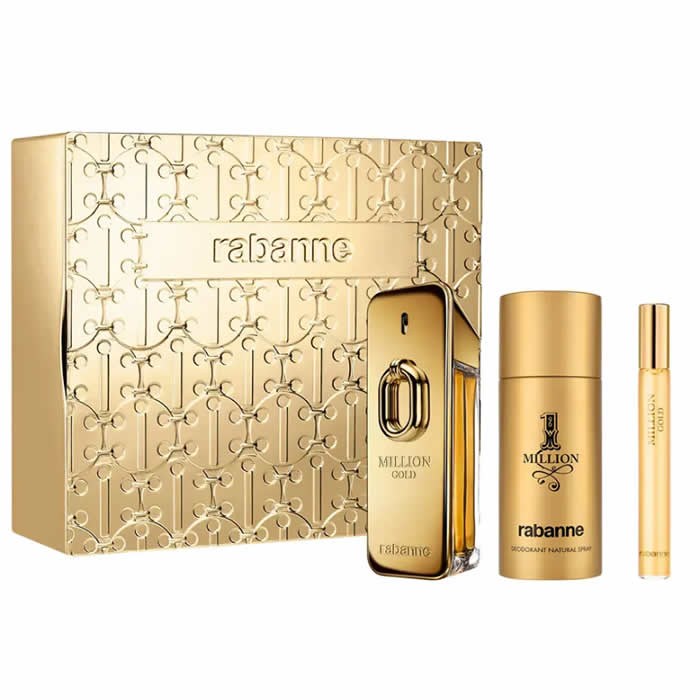 Rabanne milioni di oro eau de parfum spray intenso 100 ml set 3 pezzi