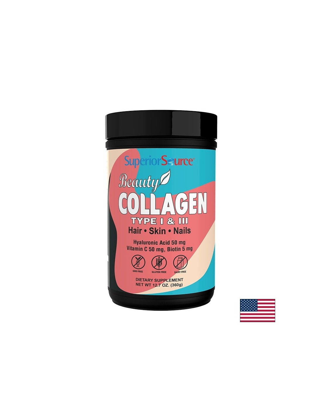 Polvere di collagene, con acido ialuronico, vitamina C e biotina, polvere da 360 g