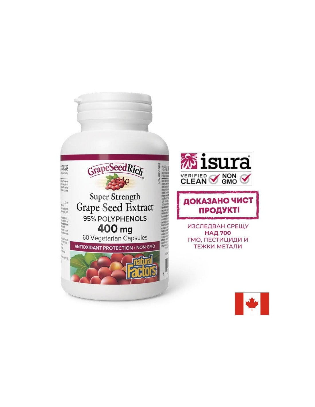 Semi d'uva - Protezione antiossidante e buona circolazione, 400 mg (95% polifenoli) x 60 capsule V