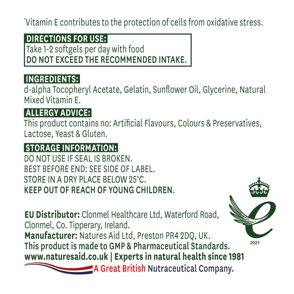 Vitamina E Naturale 400iu 60 capsule <tc>Natures Aid</tc>