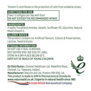 Vitamina E Naturale 400iu 60 capsule <tc>Natures Aid</tc>