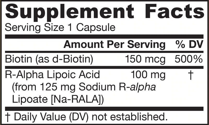 Acido lipoico r -alfa + biotina - 60 capsule