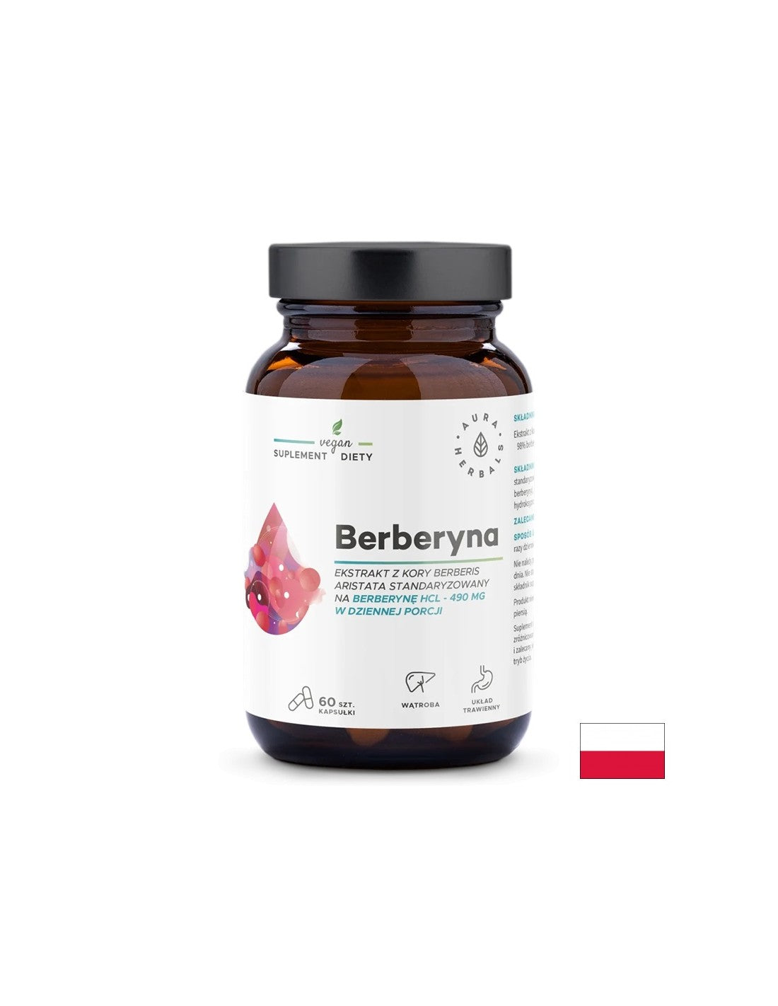 Controllo della glicemia e del colesterolo - Berberina, 490 mg x 60 capsule <tc>Aura Herbals</tc>