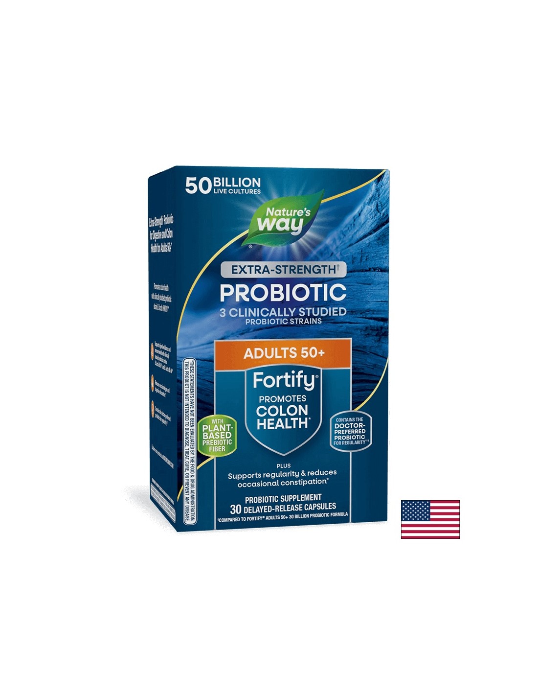 Probiotici + prebiotici 50+ ad alto dosaggio - Fortify Age 50+ Probiotic Extra Strength, 50 miliardi di probiotici attivi, 30 capsule