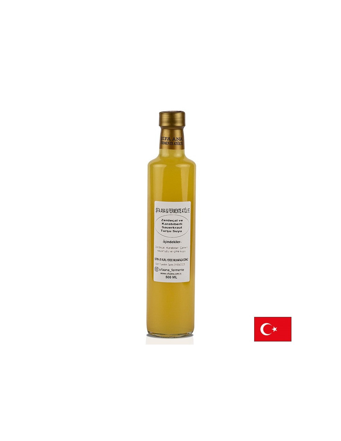 Succo di crauti probiotici con curcuma e pepe nero, 500 ml