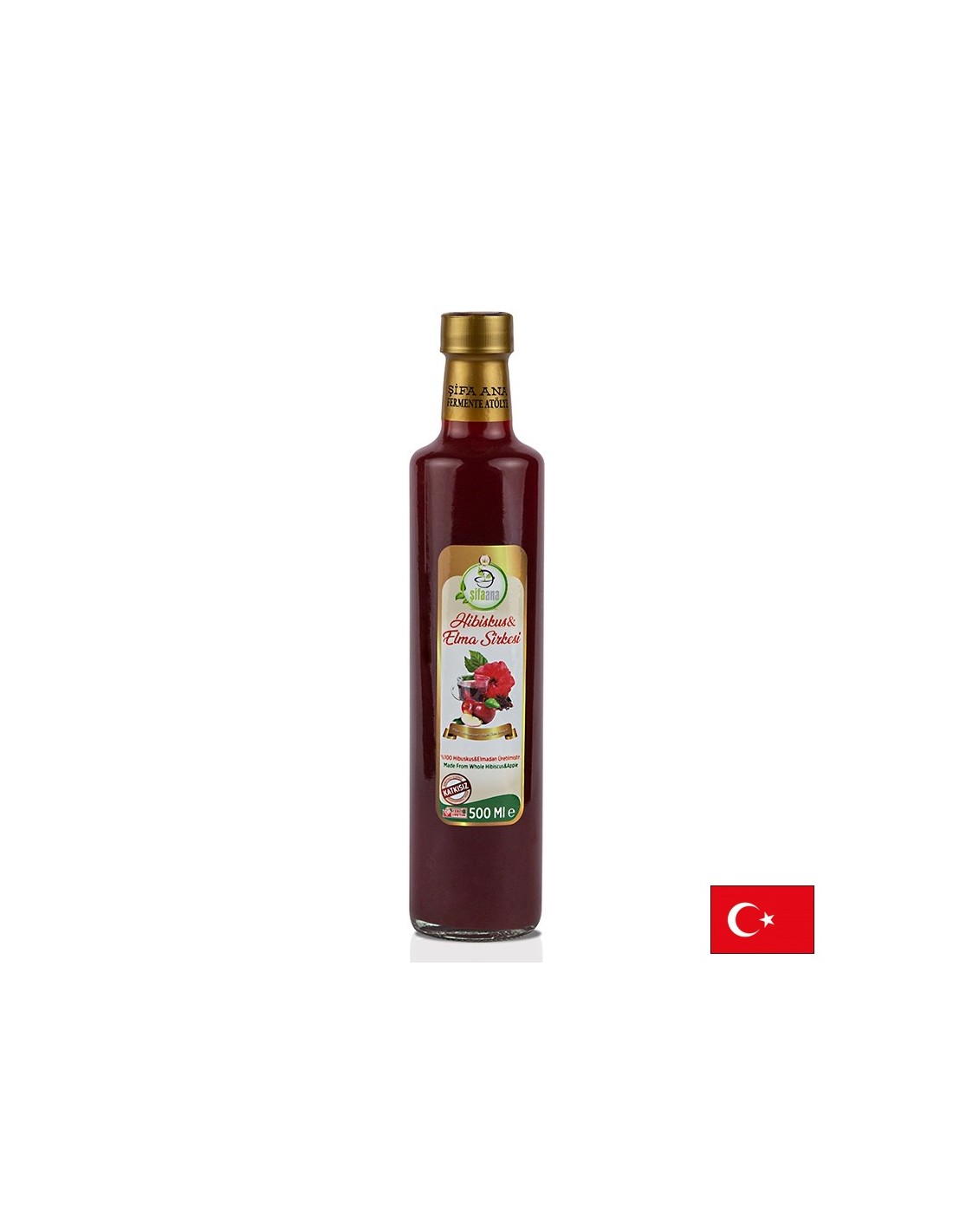 Aceto di sidro di mele naturale con ibisco - Controllo della pressione sanguigna e del colesterolo, 500 ml