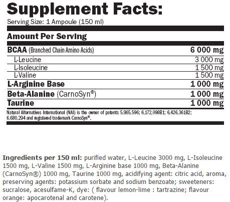 BCAA Megafuel 6000/150ml./12 amp. - 1.800 kg