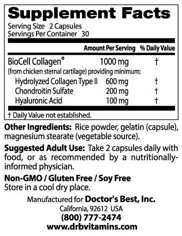 Miglior acido ialuronico + condroitina solfato/con biocell collagene - 180 capsule