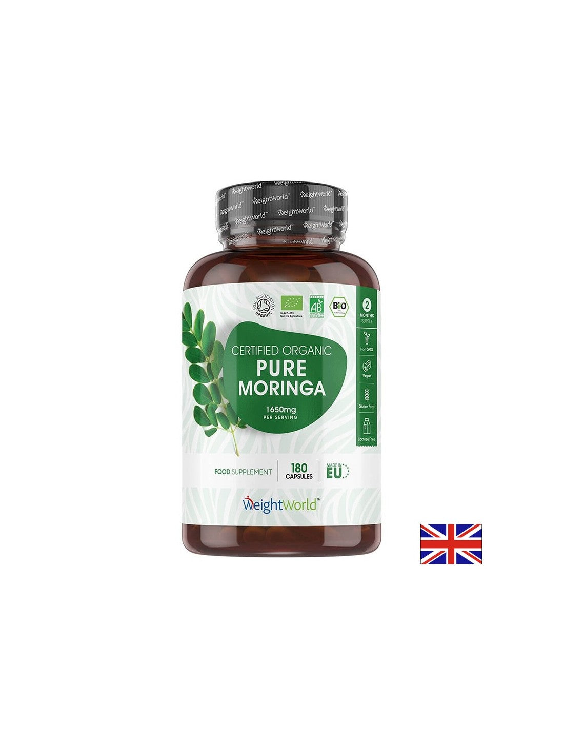 Antiossidante, regola lo zucchero nel sangue - Moringa, 550 mg x 180 capsule