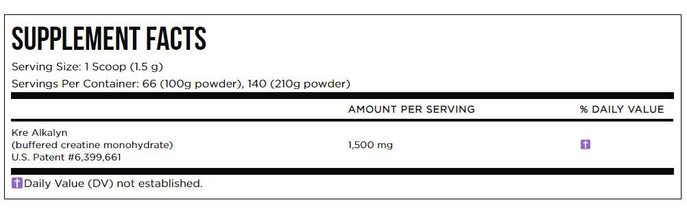 Powder Kre -Alkalyn EFX - 100 ~ 110 grammi