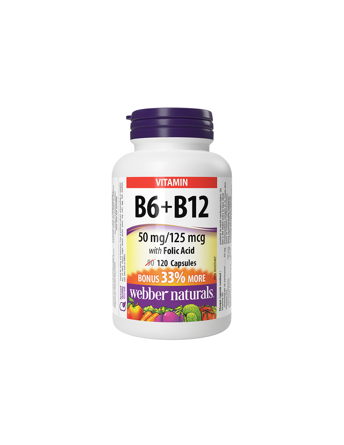Riduce i livelli di omocisteina e sostiene il cuore - Vitamina B6 + B12 + Acido folico, 120 capsule