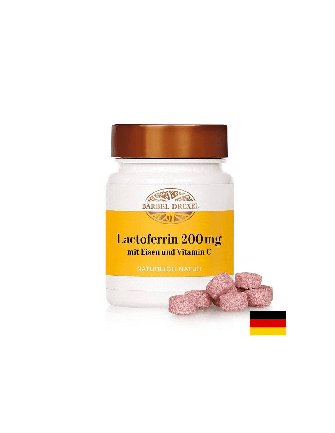 Lattoferrina + ferro e vitamina C dalla rosa canina - Formula immunostimolante, antianemica e tonica, 60 pastiglie