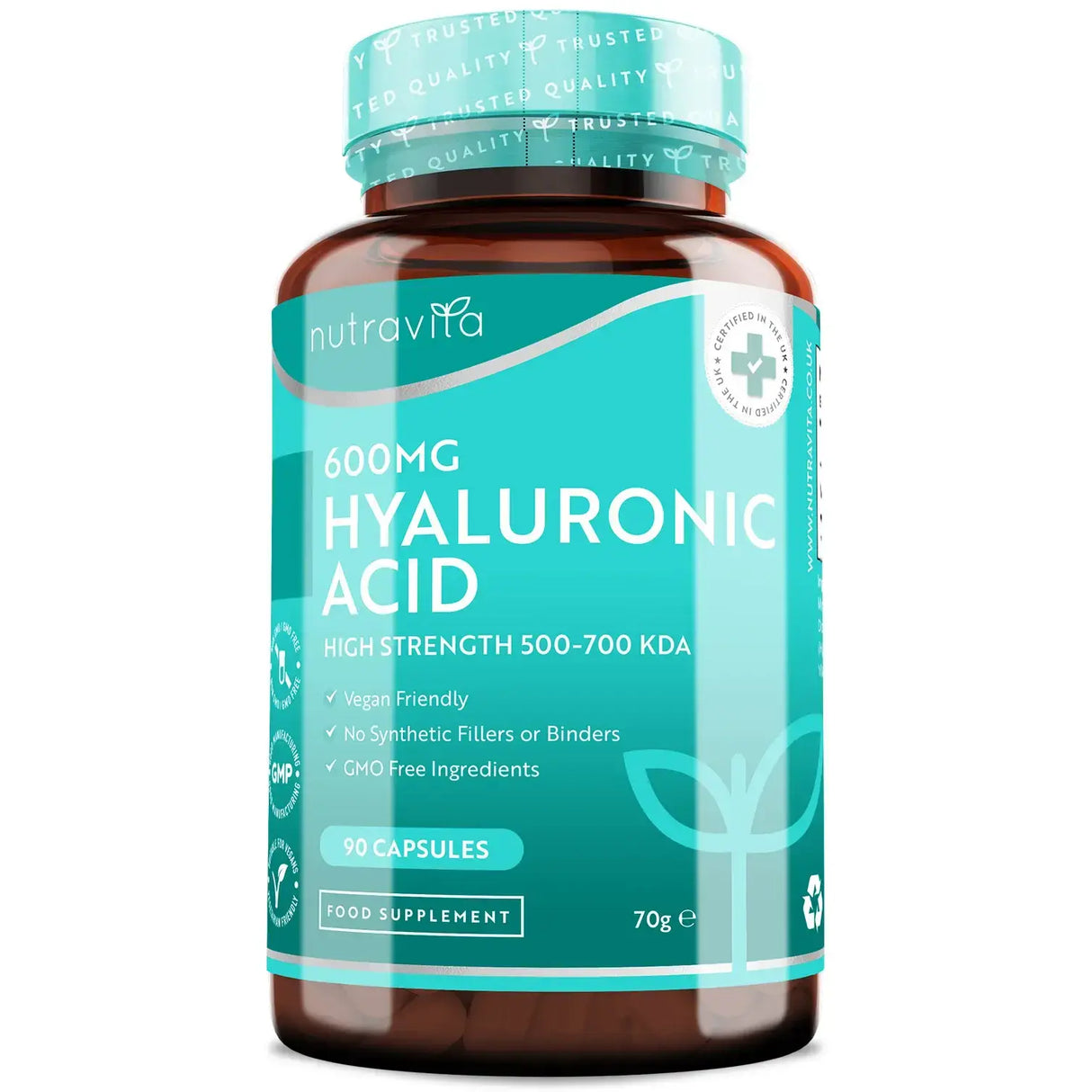 Acido ialuronico 600 mg/Acido ialuronico 600 mg/90 capsule, 90 giorni/ <tc>Nutravita</tc>