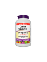 Calcio 600 mg + Vitamina D3 400 UI - Sistema osseo e muscolare, 90 <tc>Webber Naturals</tc> Capsule molli liquide