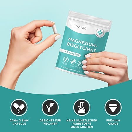 Bisglicinato di magnesio 60 capsule 320 mg Vegano <tc>Nutravita</tc>