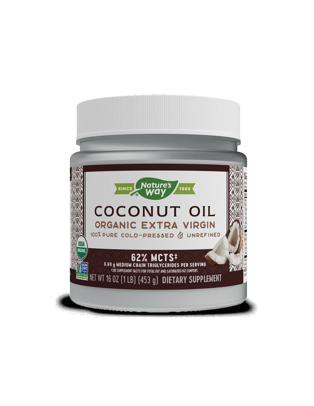Olio di cocco, 62% acidi grassi MCT - Olio di cocco extravergine biologico, 474 ml, 32 porzioni Nature's Way