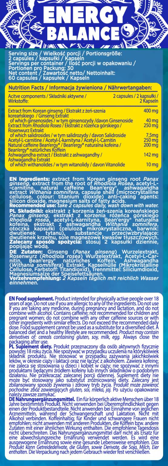 Equilibrio energetico | Caffeina naturale + Adaptogens - 60 capsule
