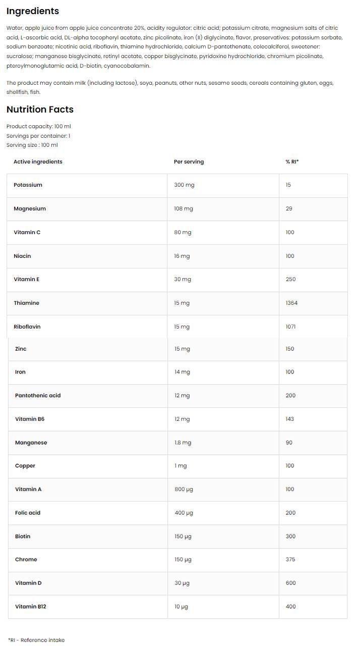 VIT & MIN SHOT | Formula multivitaminica e minerale - 100 ml