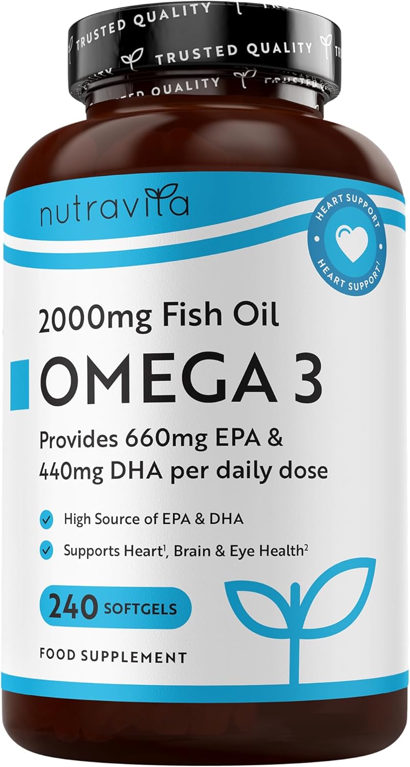 Omega 3 2000 mg /EPA 660 mg, DHA 440 mg/Olio di pesce puro /240 capsule, 120 dosi/ <tc>Nutravita</tc>