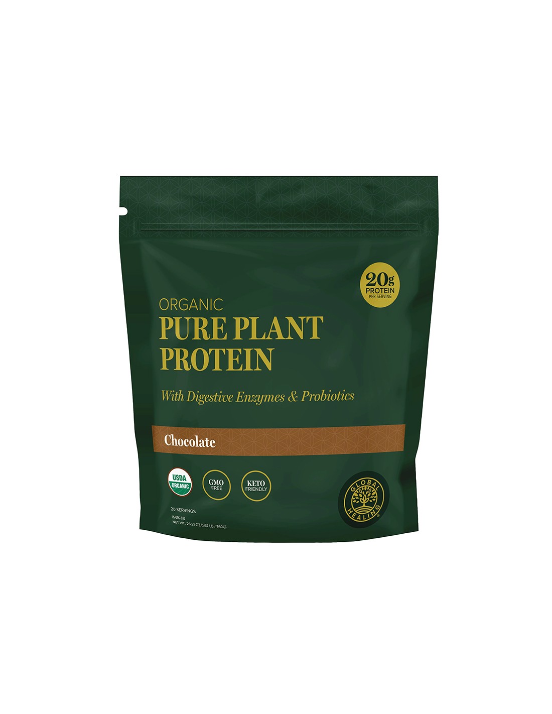 Proteine ​​vegetali (da ceci, piselli, zucca, sashimi, anguria) con enzimi digestivi e probiotici, 760 g, polvere, gusto cioccolato