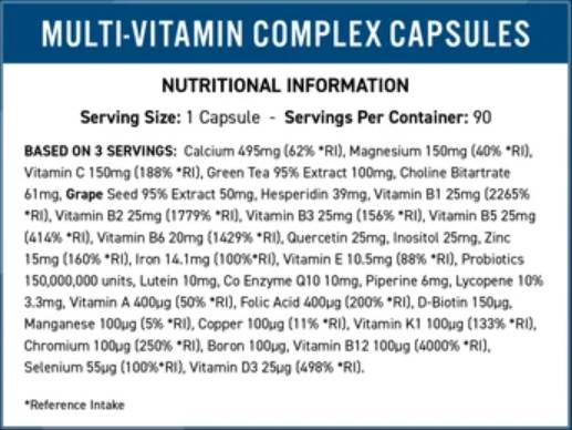 Vitalità complessa multi -vitamina - 90 capsule