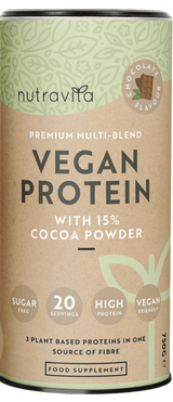 Proteine ​​Vegane + Enzimi - 750 g (Cioccolato) <tc>Nutravita</tc>