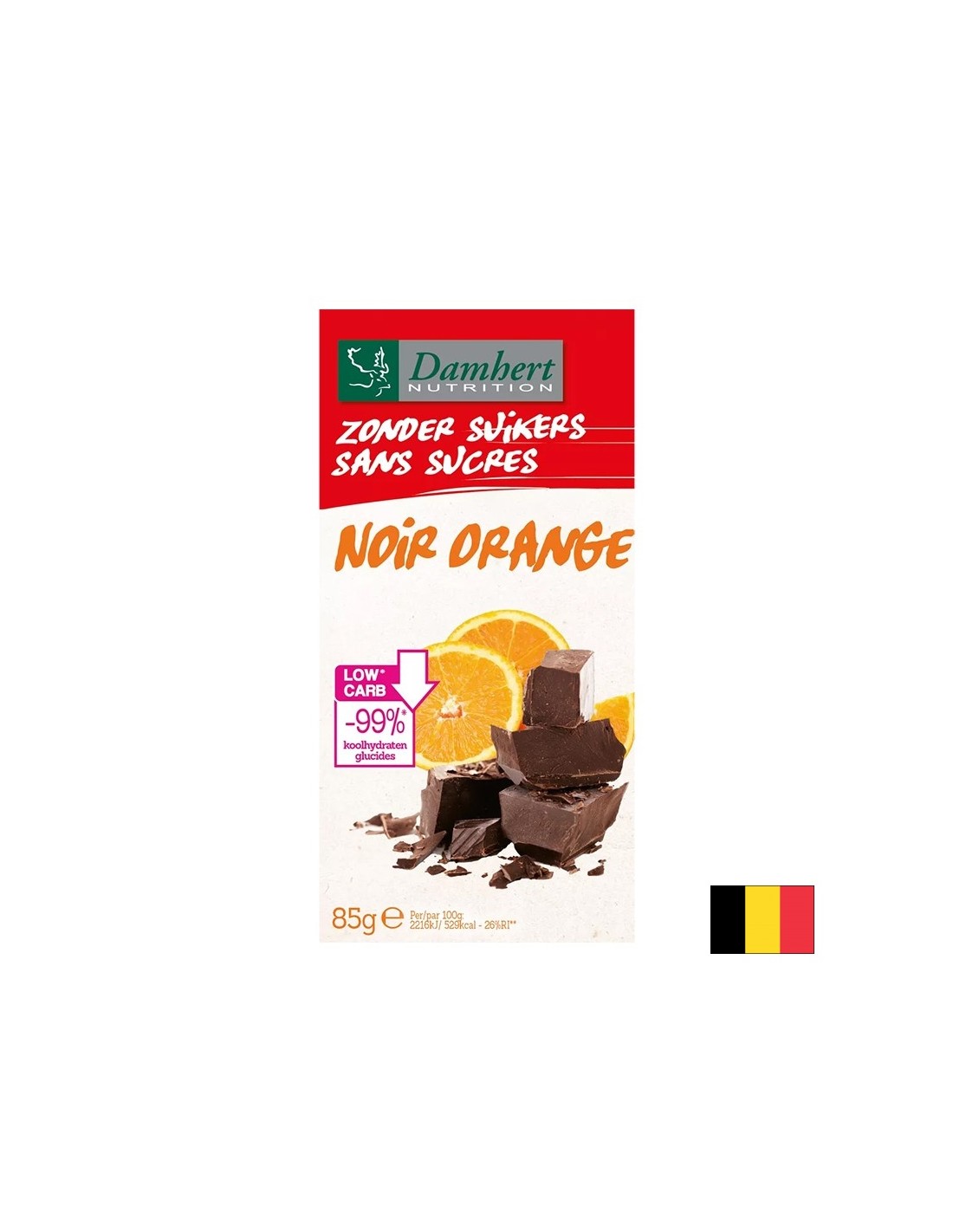 Cioccolato fondente all'arancia (senza zucchero), 85 g