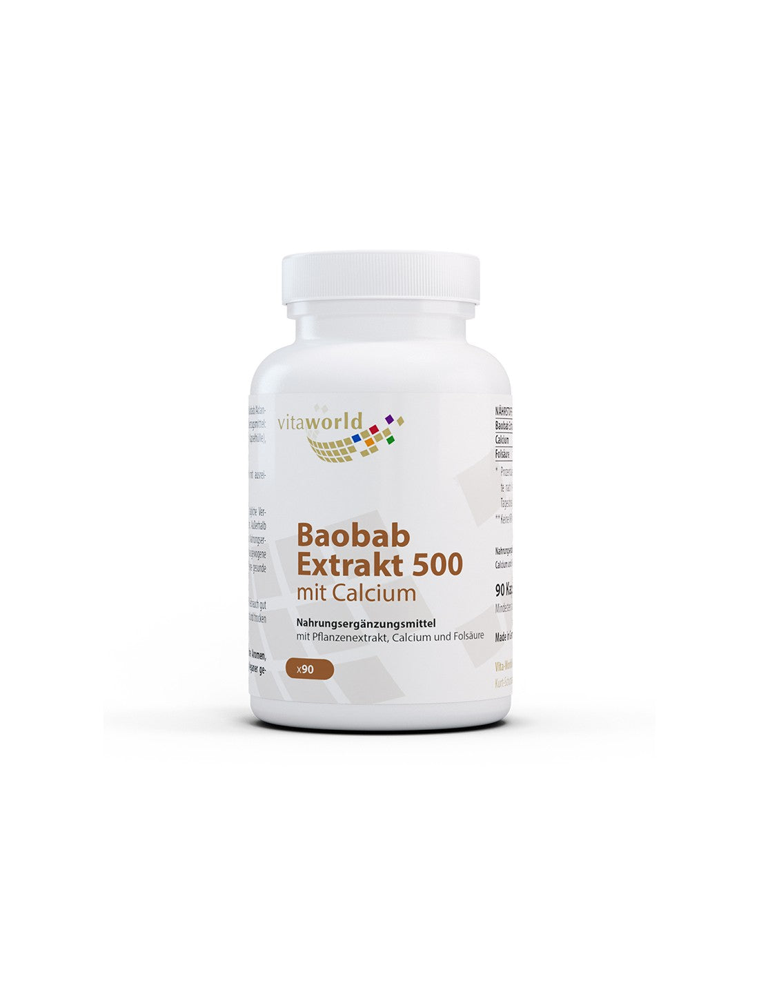 Immunità ed energia - Estratto di Baobab + Calcio e Acido folico, 90 capsule