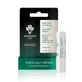 НАТУРАЛЕН БАЛСАМ ЗА УСТНИ ПРИДАВАЩ ОБЕМ С 4% CBD (МАНГО) - Nutra Best Europe