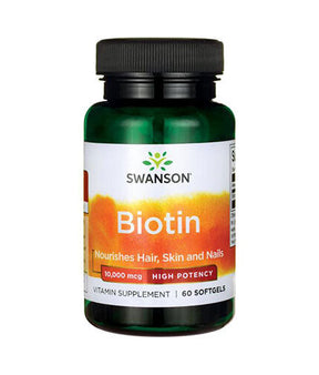 Super Strength Biotin 10,000 mcg - 60 Gel Capsules - Nutra Best Europe
