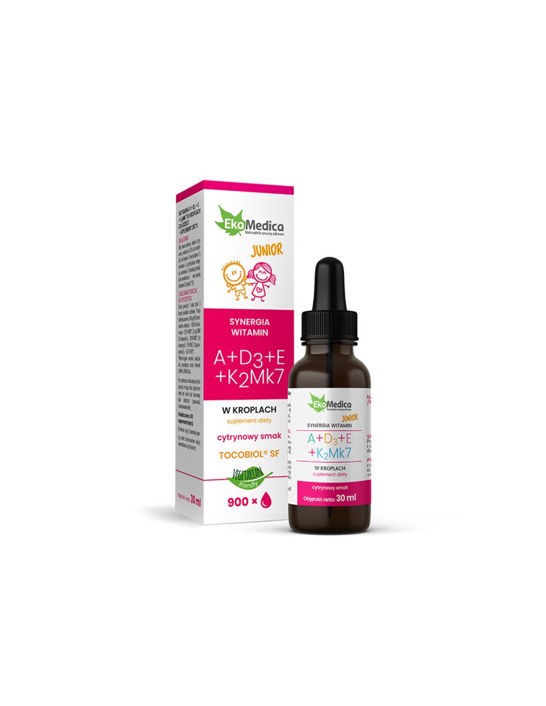 Vitamine A+D3+E+K2 (Mk7) - formula per bambini, gocce 30 ml EkaMedica