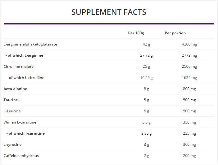 Formula di pre -allenamento della pompa - 500 grammi