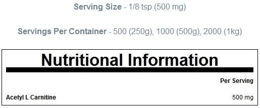 Polvere di acetil L-carnitina - 250 grammi