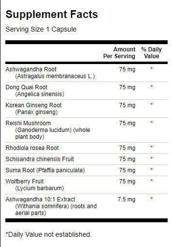 Complesso di erbe adattogeno | con Rhodiola Ashwagandha Ginseng - 60 capsule