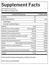 Caramelle gommose multivitaminiche per adulti | Pesca, arancia & Fragola - 60 Compresse Masticabili