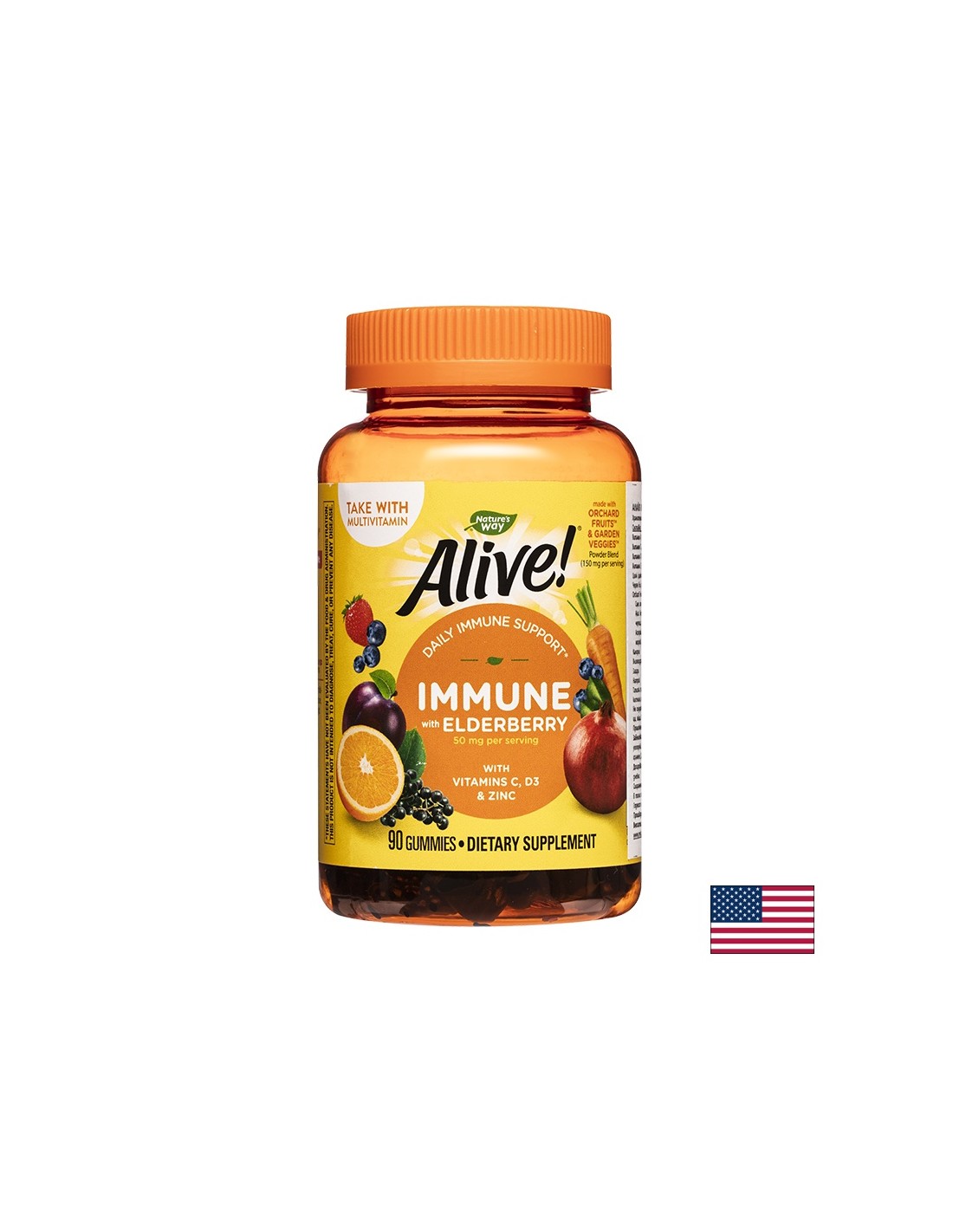 <tc>Alive</tc>! Caramelle gommose immunitarie/ <tc>Alive</tc>! Difesa immunitaria x 90 compresse di gelatina Nature's Way
