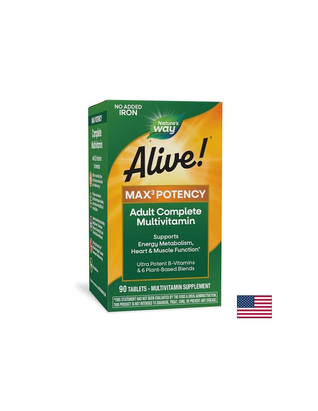 <tc>Alive</tc>!® Max6 Multivitaminico ad alta potenza (senza ferro) <tc>Alive</tc>!/Multivitaminico massima potenza (senza ferro aggiunto), 90 capsule Nature's Way