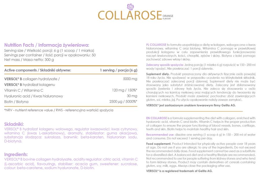 TuttiDeynn | CollaRose - Collagene con Acido Ialuronico - 300 grammi