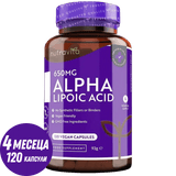 Acido alfa lipoico 650 mg/120 capsule, 120 dosi/ <tc>Nutravita</tc>