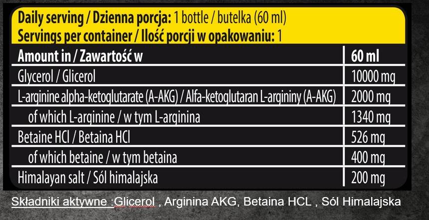Anabolic On Stage Pump Shot | Glicerolo senza stimolanti & Pompa Mega AAKG - 60 ml