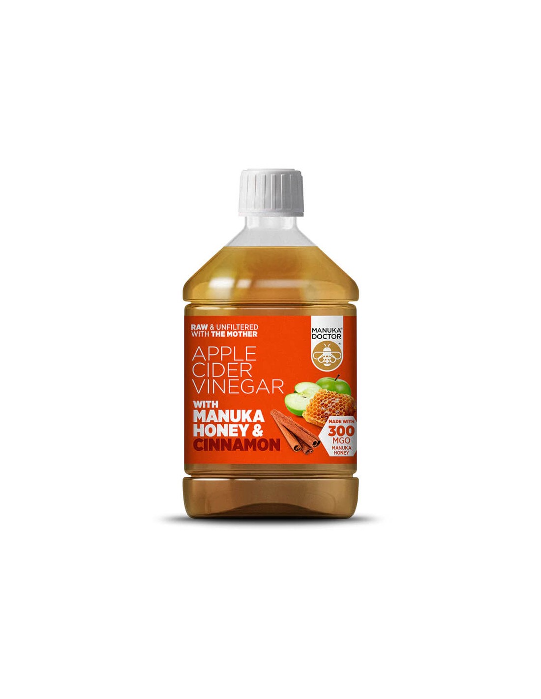 Aceto di mele + miele di manuka e cannella - Aceto di mele con miele di manuka & Cannella (300 MGO), 500 ml