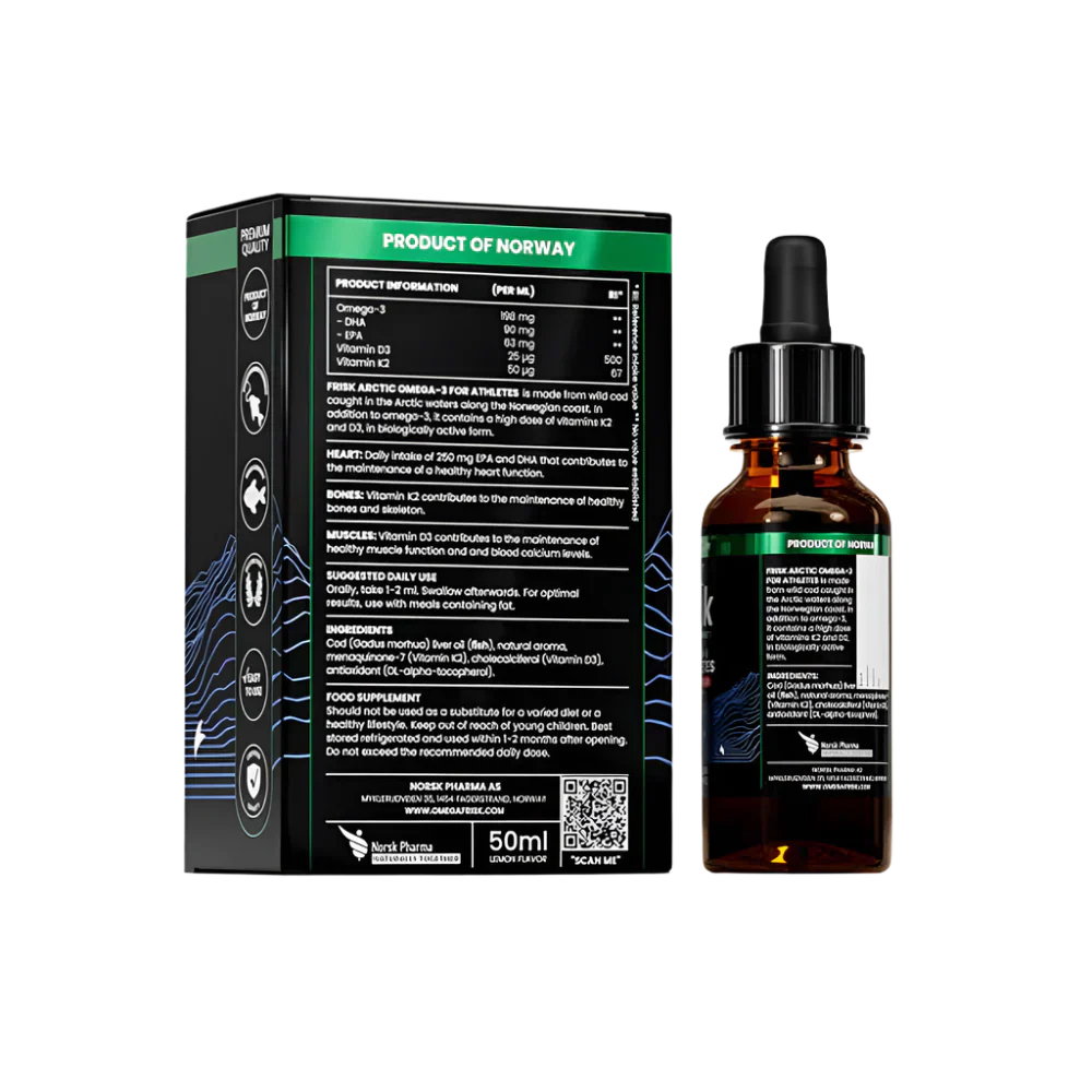 Arctic Sport – Omega-3 per atleti – Pesce selvatico dalla Norvegia/Gusto limone – 50 ml